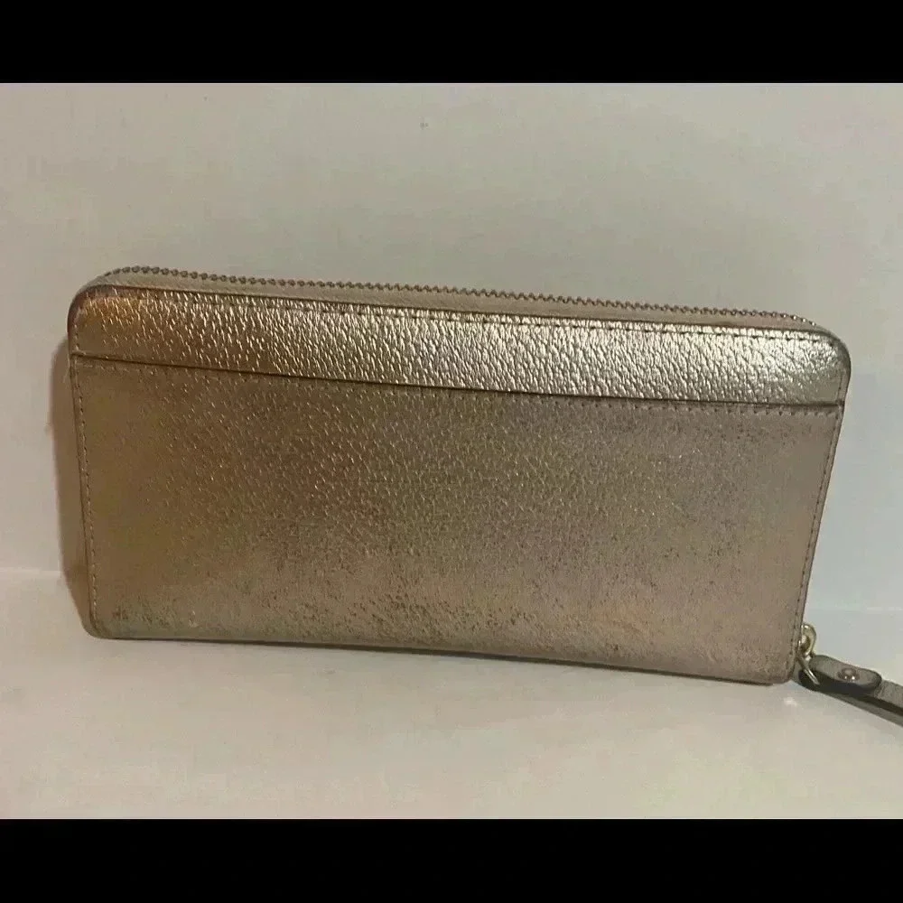 Kate spade metallic bronze leather wallet